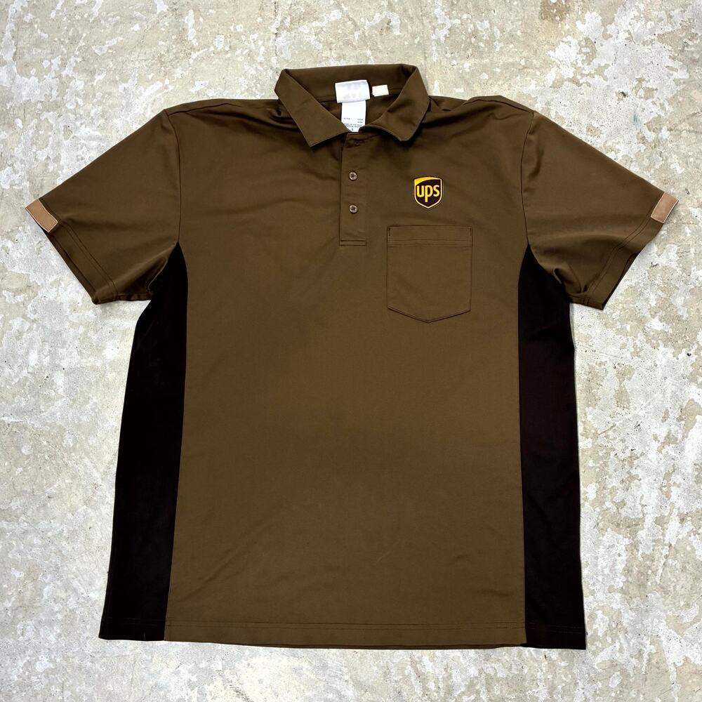 United Parcel Service UPS Polo Shirt Mens Large Brown Short Sleeve Employee